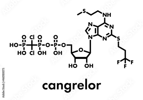 Cangrelor antiplatelet drug molecule. Skeletal formula.
