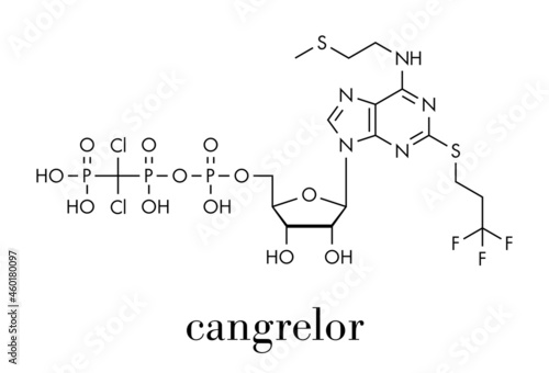 Cangrelor antiplatelet drug molecule. Skeletal formula.
