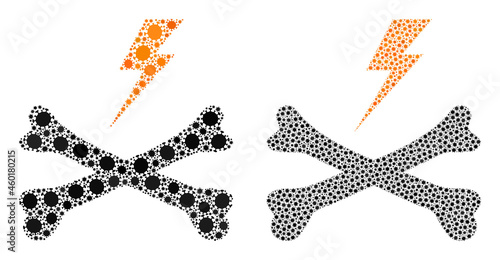 Vector covid-2019 mosaic electrical hazard constructed for medicare posters. Mosaic electrical hazard is based on icon and it is designed of biohazard covid-2019 infection elements.