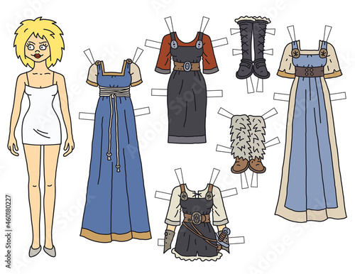 The blonde dressing paper doll princess warrior