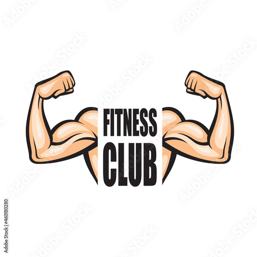 icon of strong arm with muscular biceps isolated on white background 