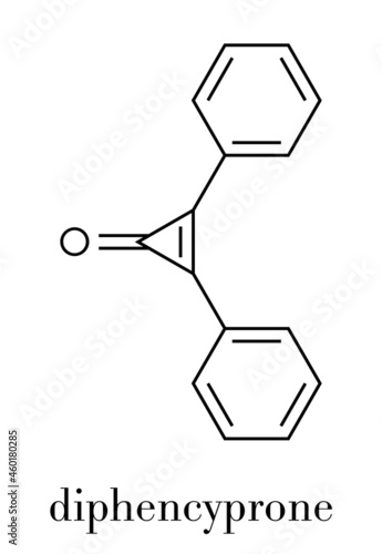 Diphencyprone (diphenylcyclopropenone) alopecia treatment drug molecule. Skeletal formula.