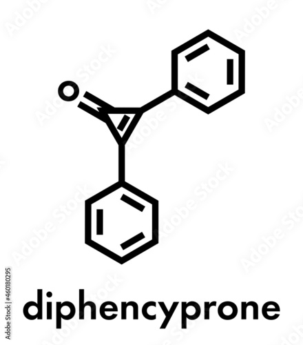 Diphencyprone (diphenylcyclopropenone) alopecia treatment drug molecule. Skeletal formula.