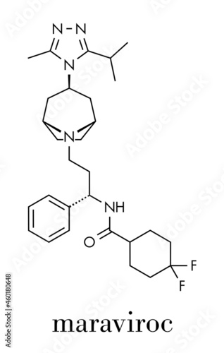 Maraviroc HIV drug molecule (entry inhibitor class). Skeletal formula. photo