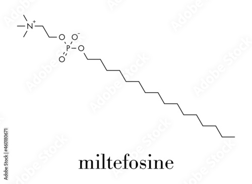 Miltefosine leishmaniasis drug molecule. Skeletal formula.