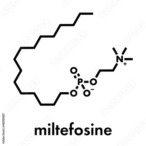 Miltefosine leishmaniasis drug molecule. Skeletal formula.
