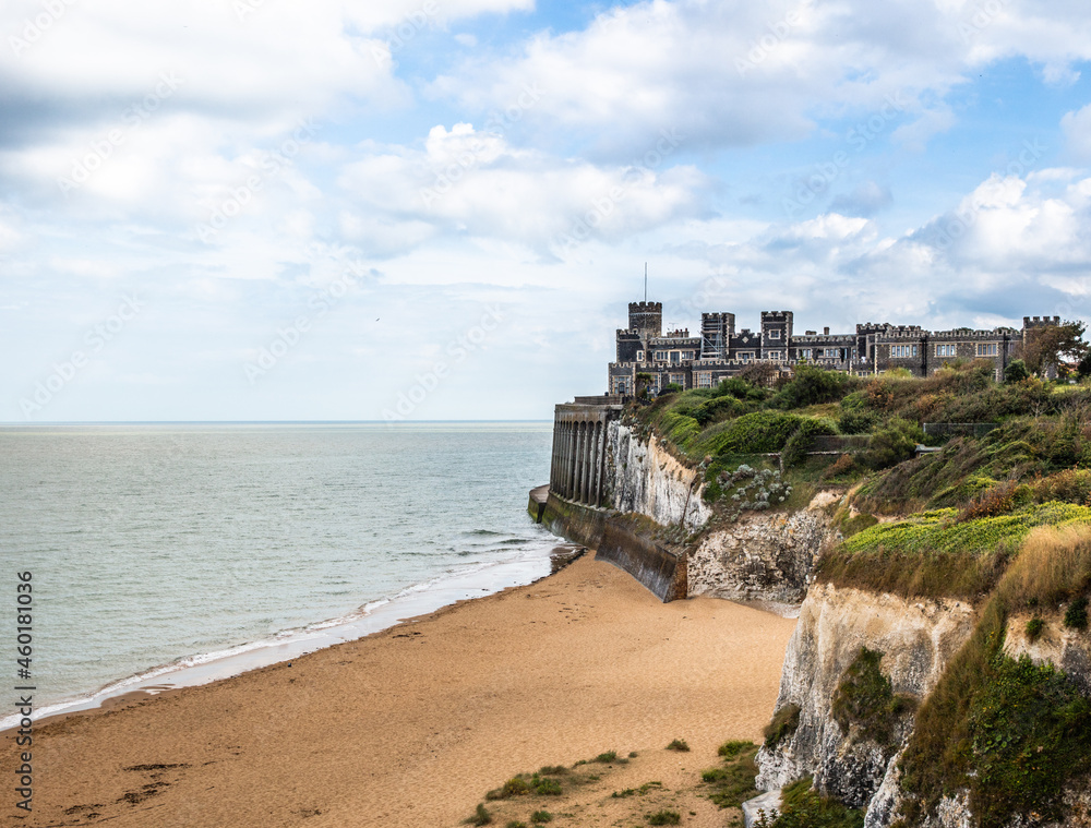 The Kingsgate castle and beach at Broadstairs in Kent.