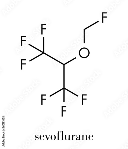 Sevoflurane inhalational anesthetic molecule. Skeletal formula.
