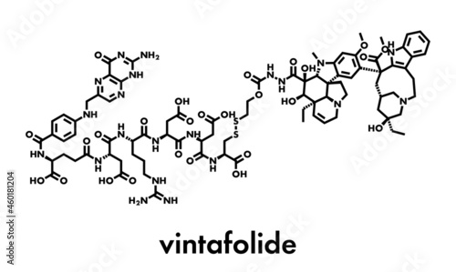 Vintafolide cancer drug molecule. Skeletal formula.