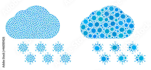 Vector covid mosaic virus cloud combined for pharmacy wallpapers. Mosaic virus cloud is based on icon and it is made with biological hazard covid viral items.