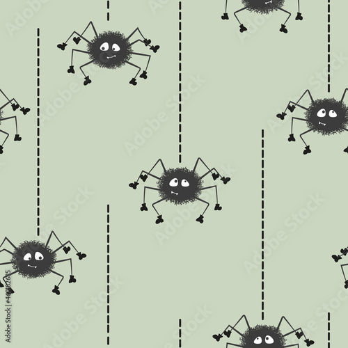 Seamless cute spiders pattern. Halloween vector illustration.