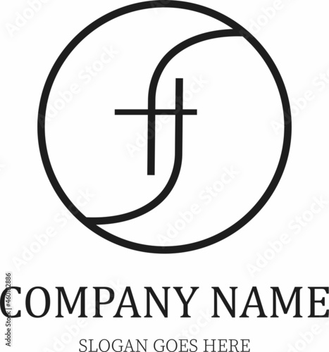 Initial letter tf or ft minimal line logo vector design template
