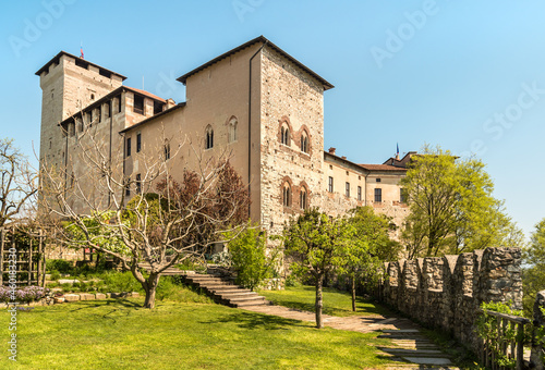 Castle garden inside Rocca Borromeo di Angera on Lake Maggiore, Varese, Italy photo