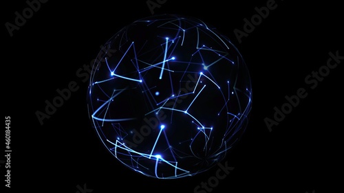 Abstract Plexus Technology Science on rotating sphere concept © alexskopje