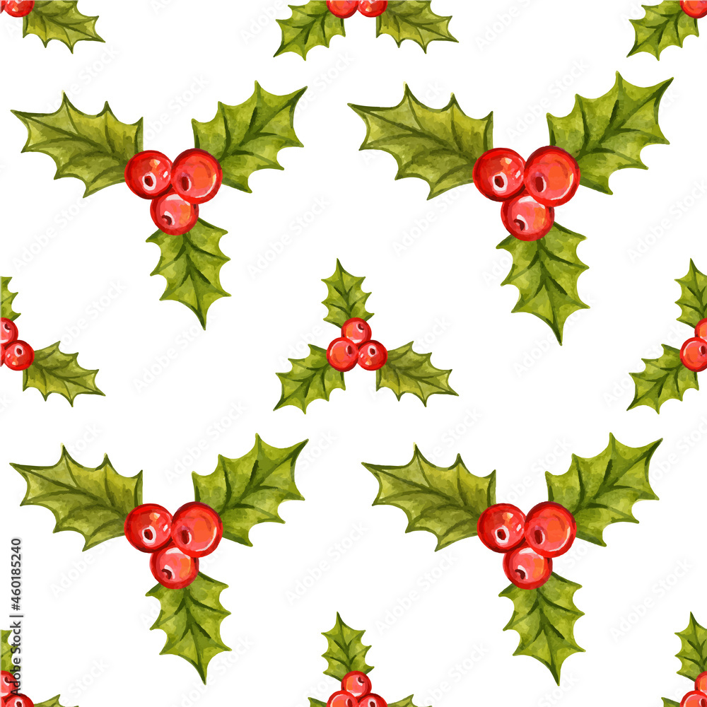 Seamless Christmas pattern with holly berries. Vector illustration Seamless Christmas pattern with holly berries. Vector illustration
