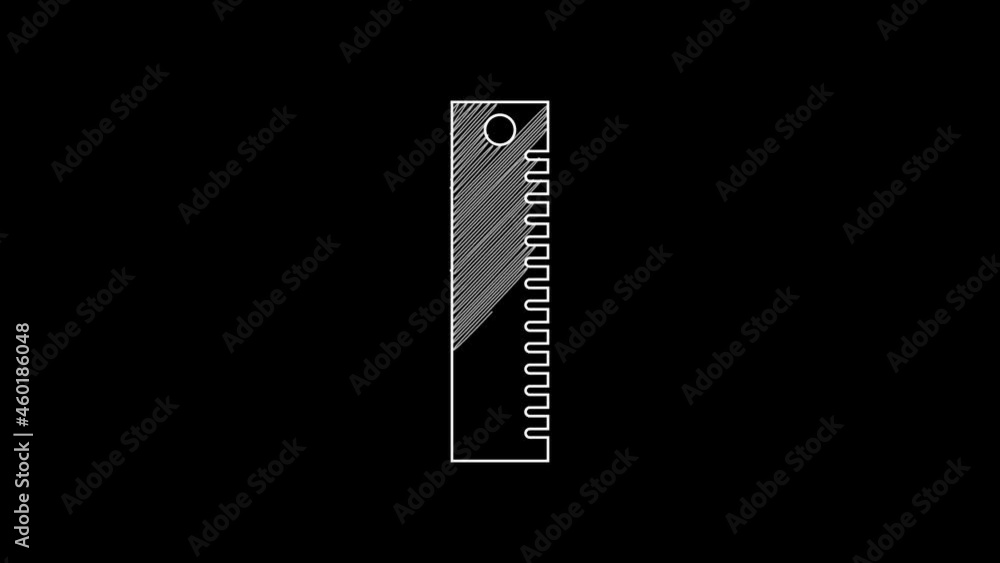 White line Ruler icon isolated on black background. Straightedge symbol. 4K Video motion graphic animation White line Ruler icon isolated on black background. Straightedge symbol. 4K Video motion graphic animation