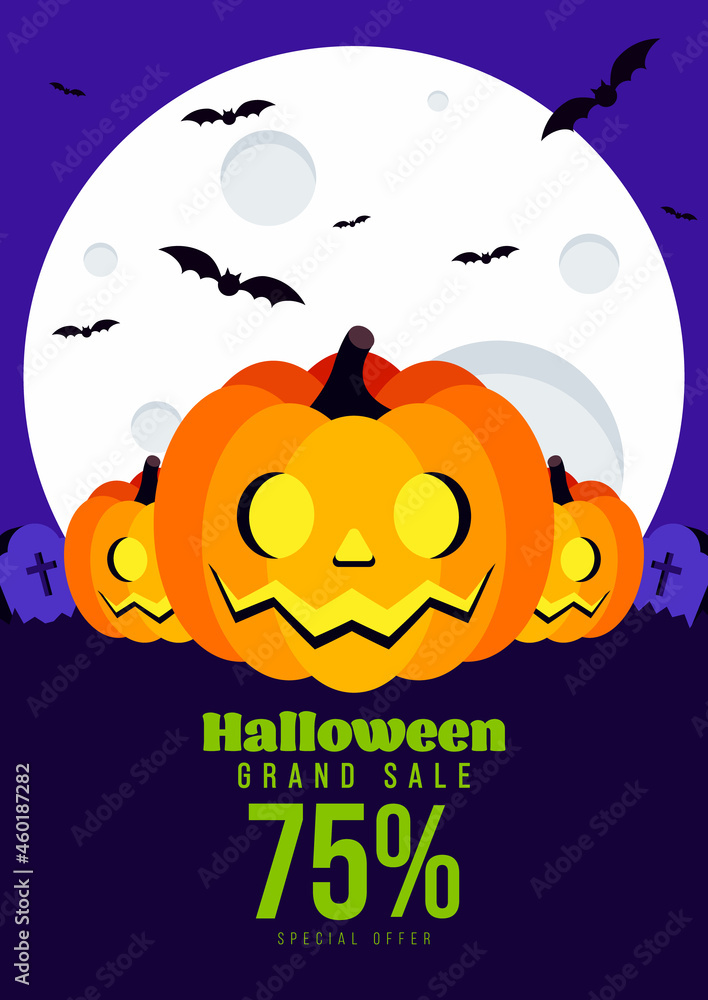 Happy halloween sale promotion banner and special discount template design