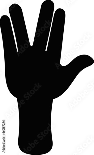 Vector illustration of the black silhouette of a hand, doing the vulcan salute