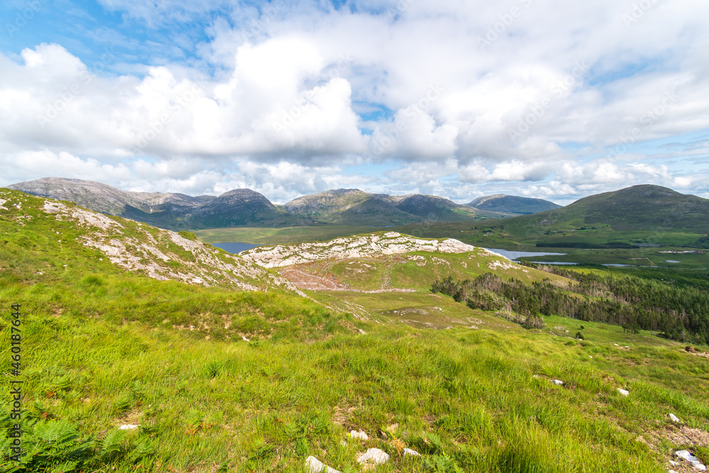 view over Derryclare Nature Resrve from the summit of Derryclare moutntain.