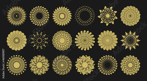 A set of intricate sacred geometric shapes for creating logos, backgrounds and design compositions.