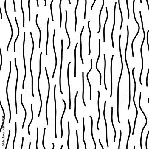 Sketched organic, natural, wooden seamless pattern. Minimalist tree bark design background. Freehand irregular vertical dash lines print. Modern simple minimal ornament.