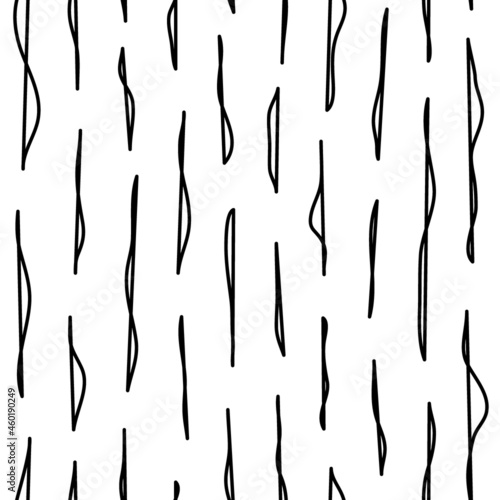Sketched organic, natural, wooden seamless pattern. Minimalist tree bark design background. Freehand irregular vertical dash lines print. Modern simple minimal ornament. Linear abstract wallpaper