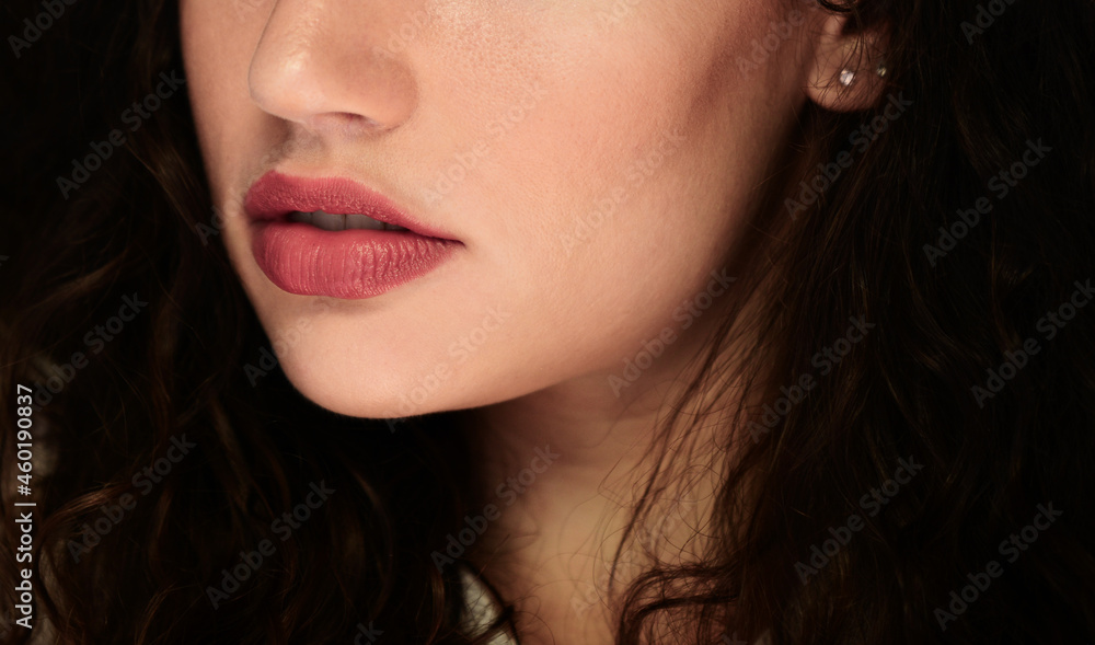closeup of a woman with sexy big lips closeup of a woman with sexy big lips