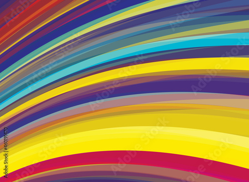 Multicolor background with curved saturated stripes. Colorful pattern