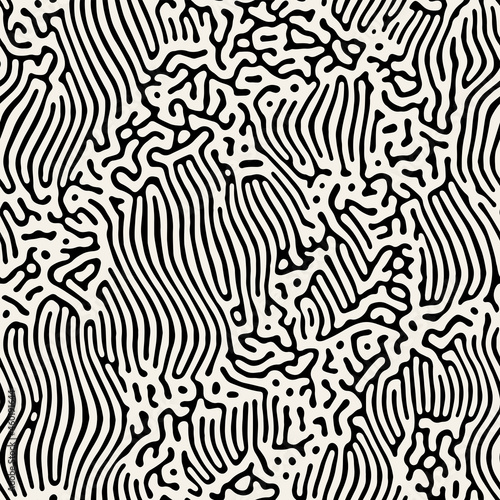 Vector seamless pattern. Monochrome organic shapes. Stylish wormy print. Abstract natural texture. Hand drawn abstract background. Can be used as swatch for illustrator. 