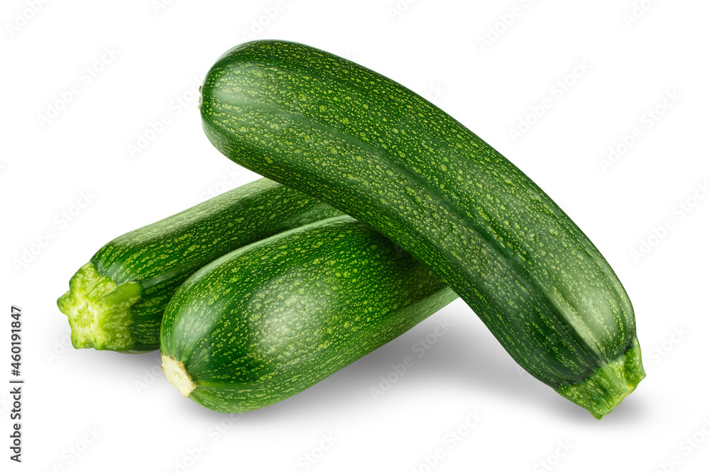 Composition of fresh young zucchini, isolated on white background Composition of fresh young zucchini, isolated on white background