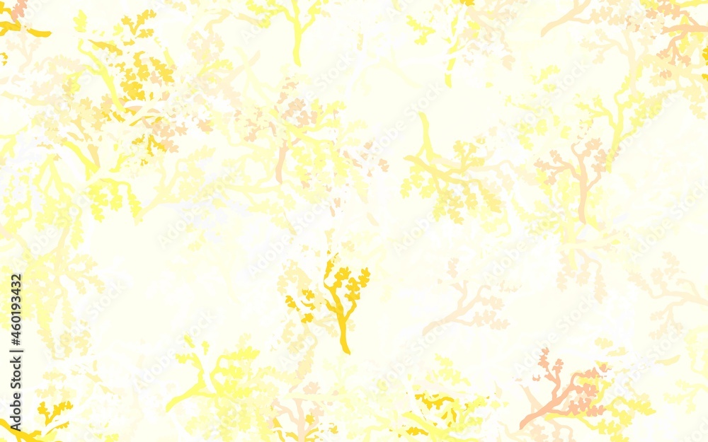 Light Orange vector doodle background with leaves, branches. Light Orange vector doodle background with leaves, branches.