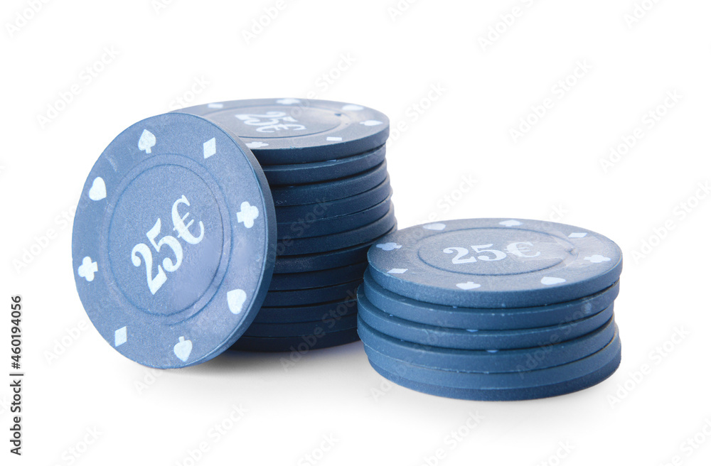 Stack of chips for poker on white background Stack of chips for poker on white background