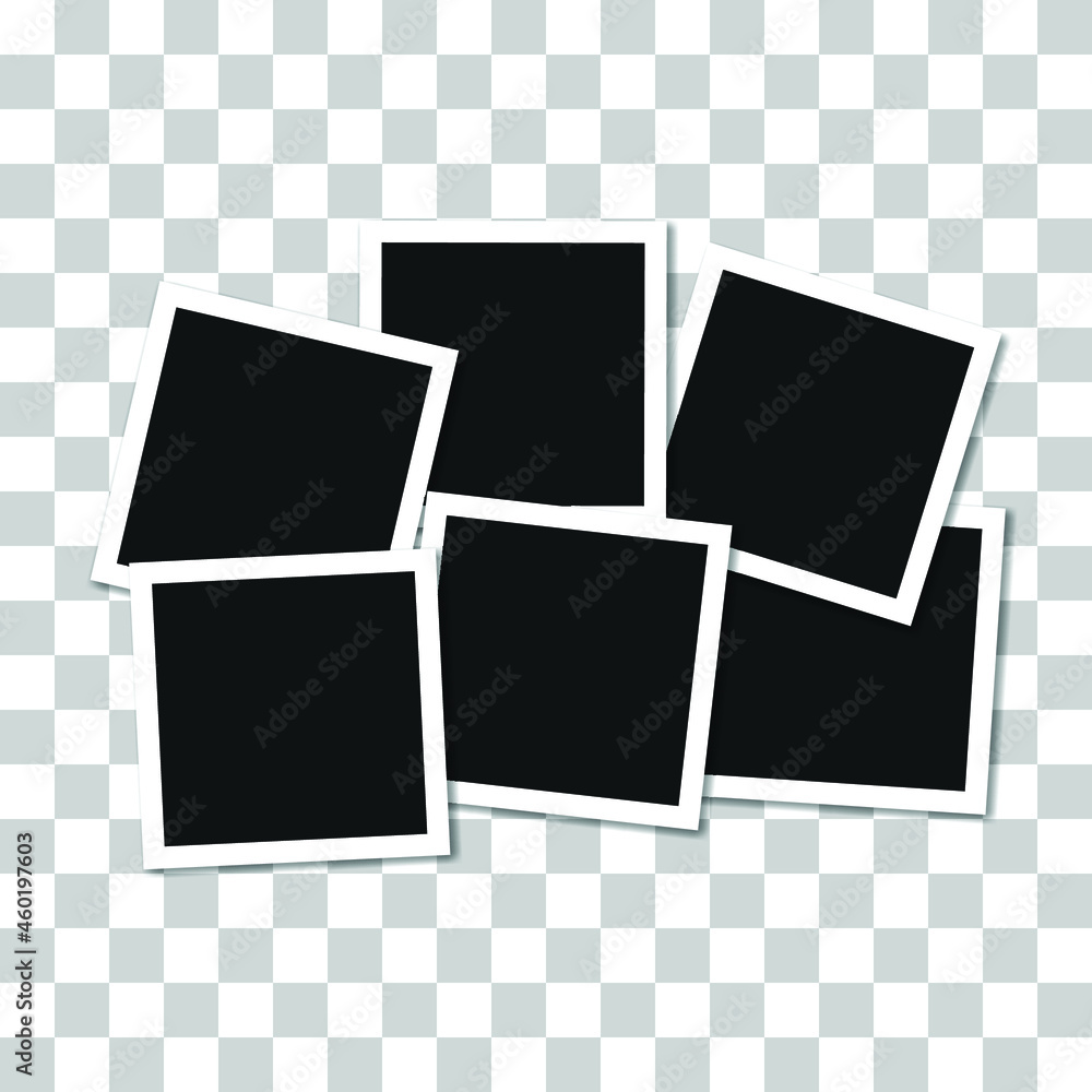 Set of square vector photo frames. Collage of realistic frames isolated on transparent background. Template design. Vector illustration Set of square vector photo frames. Collage of realistic frames isolated on transparent background. Template design. Vector illustration