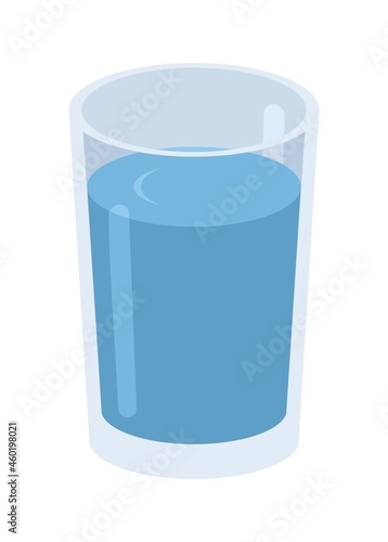 Drinking water in a glass cup. Simple flat illustration