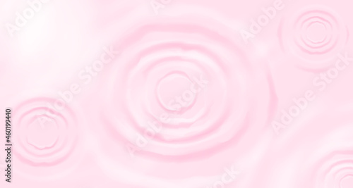 Top view realistic circle radial water ripple from rain drop on pink background. Vector illustration