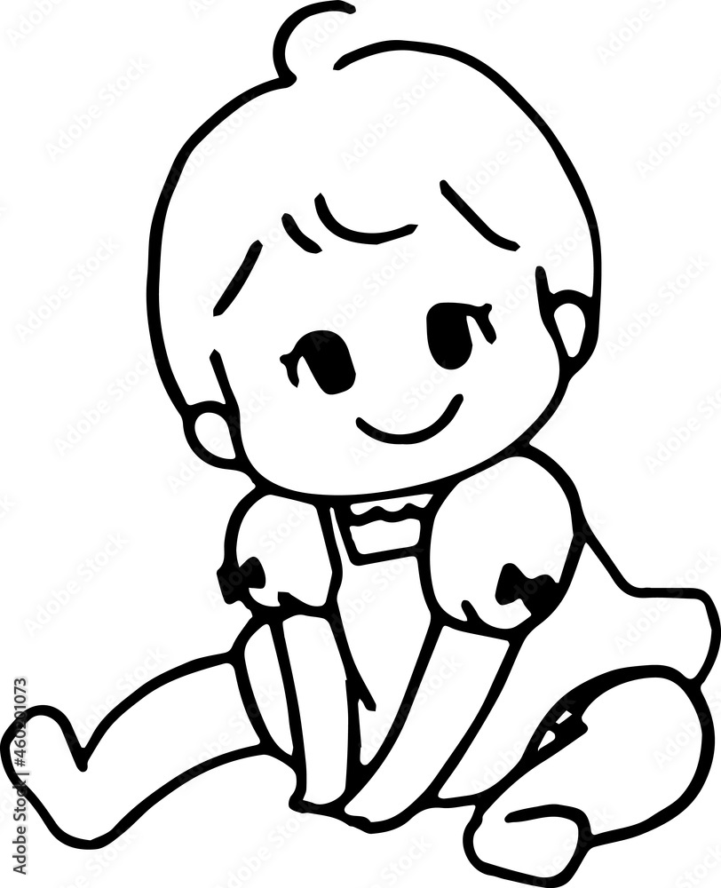お座りする赤ちゃんのイラスト お座りする赤ちゃんのイラスト