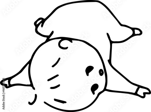 うつ伏せで寝転がる赤ちゃんのイラスト