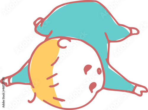 うつ伏せで寝転がる赤ちゃんのイラスト