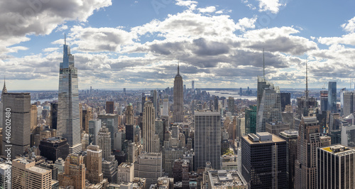 September 2021 New York City Manhattan midtown buildings skyline wide panorama view