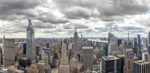 September 2021 New York City Manhattan midtown buildings skyline wide panorama view