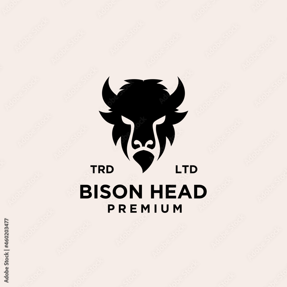 Premium black bison head vector logo icon design isolated white ...