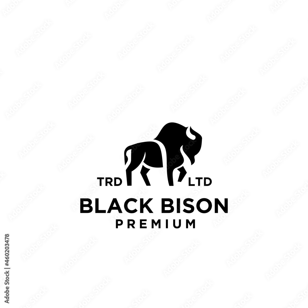 Premium black bison vector logo icon design isolated white background