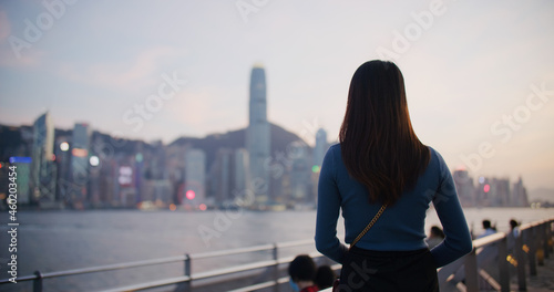 Photography Woman look at Hong Kong city