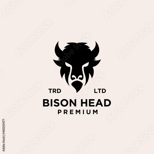 Premium black bison head vector logo icon design isolated white background
