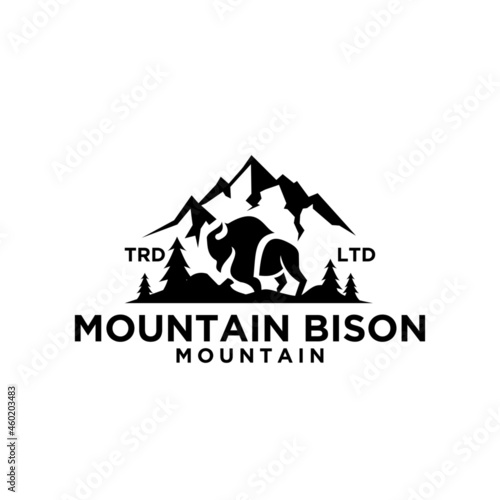 Premium black bison vector logo icon design isolated white background