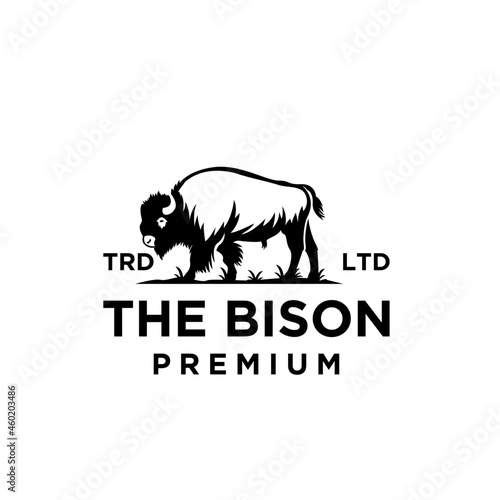 Premium black bison vector logo icon design isolated white background