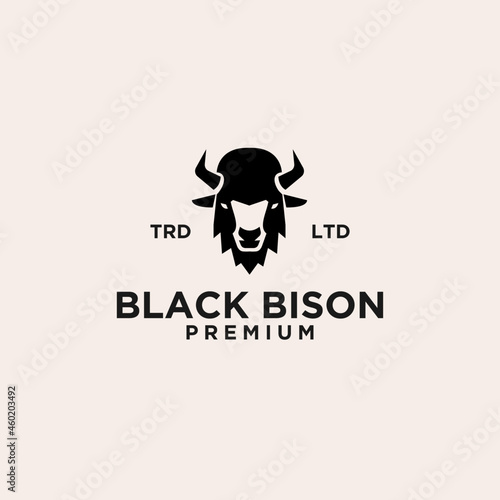 Premium black bison head vector logo icon design isolated white background