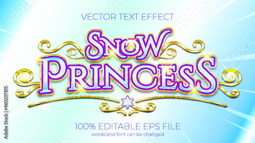 text effect of Snow Princess vector illustration