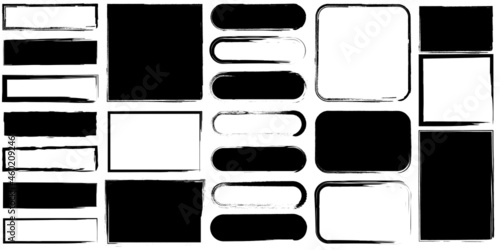 Ink geometric figure icon. Square, oval, rectangle. Isolated black elements. Art design. Vector illustration. Stock image. 