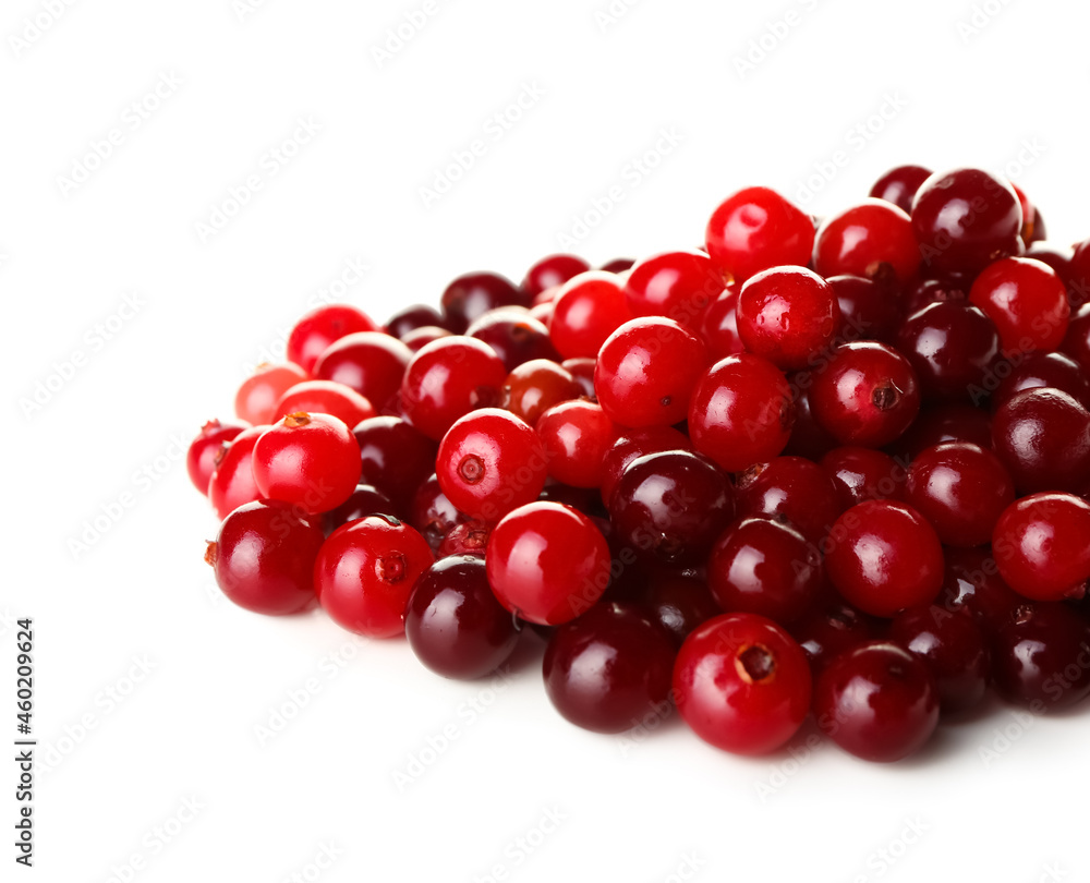 Heap of ripe cranberries on white background, closeup Heap of ripe cranberries on white background, closeup